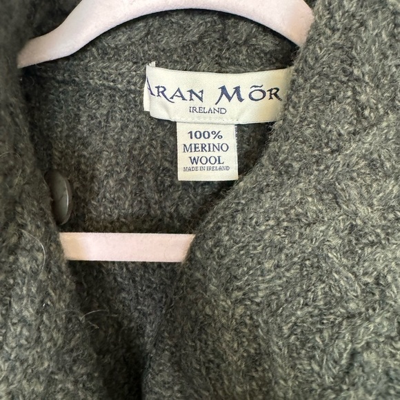 ARAN MOR Merino Wool Cable Knit Side Zip Short sweater size M green - Picture 9 of 11
